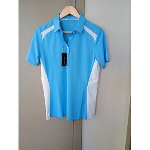 Gavin Green performance golf polo shirt in light blue medium athletic